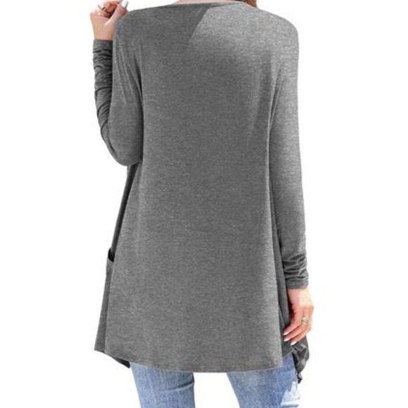 Womens Grey Cardigan With Pockets Medium Lightweight Sweater Fall Fashion Trends - Picture 3 of 4